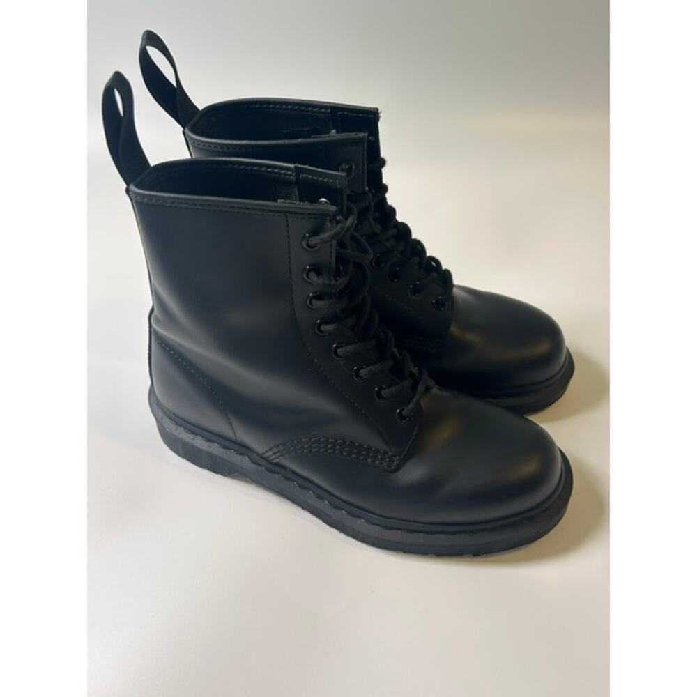 Dr. Doc Martens 1460 Mono Black Smooth Leather Combat Boots NEW W9 M8 Goth Moto